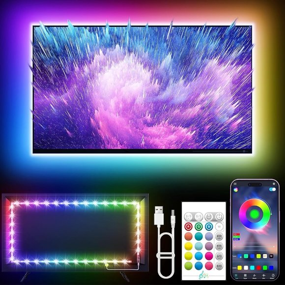 16.4ft Light for 45-75 Inch RGB TV Music Sync Bluetooth USB Powered for Bedroom - Picture 1 of 9